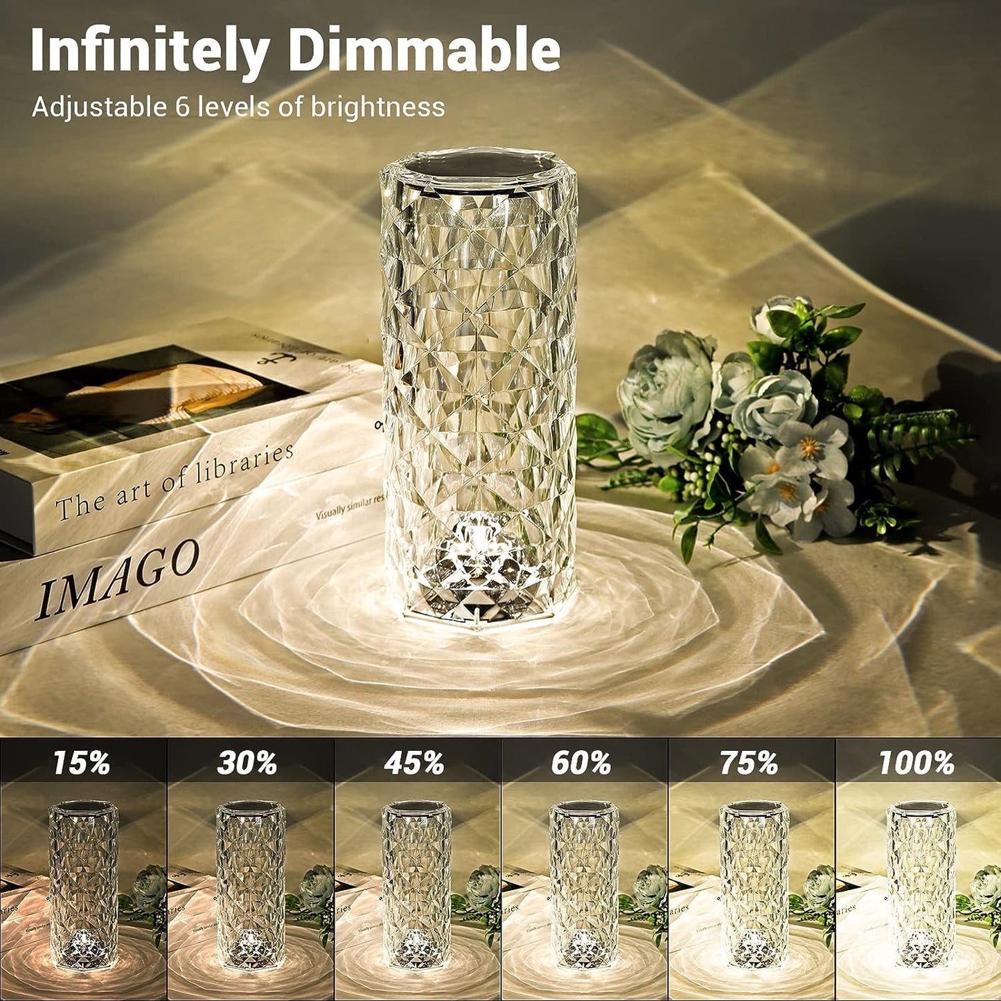 16 Color Changing Rose Crystal Diamond Table Lamp